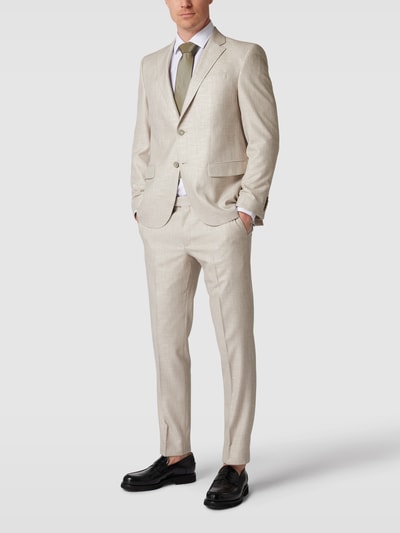Pierre Cardin 2-knoops colbert met reverskraag, model 'Grant' Beige - 1