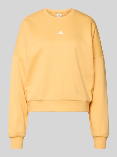 Produktfoto, Sweatshirt mit Logo und Rundhalsausschnitt von adidas Sportswear in Gelb, Baumwoll-Mix, Relaxed Fit, glatte Oberfläche