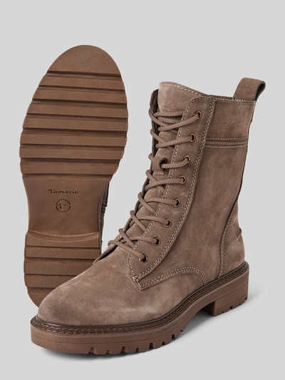 Tamaris Veterboots van leer met siernaden Middenbruin - 4