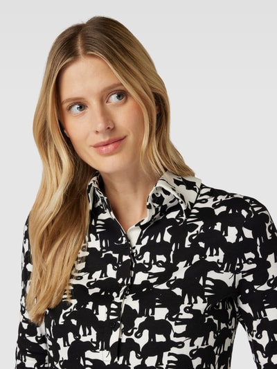 Marc Cain Poloshirt met all-over motief Zwart - 3