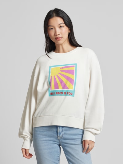 Lanius Sweatshirt met statement- en motiefprint Offwhite - 4