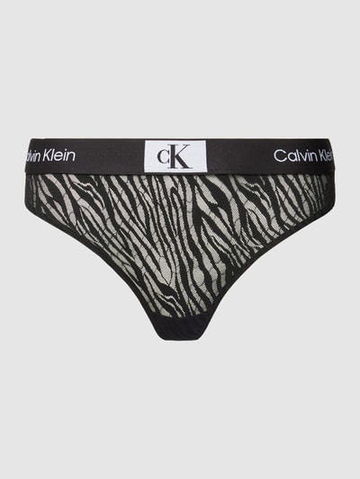 Calvin Klein Underwear String mit Animal-Print im semitransparenten Design Black 1