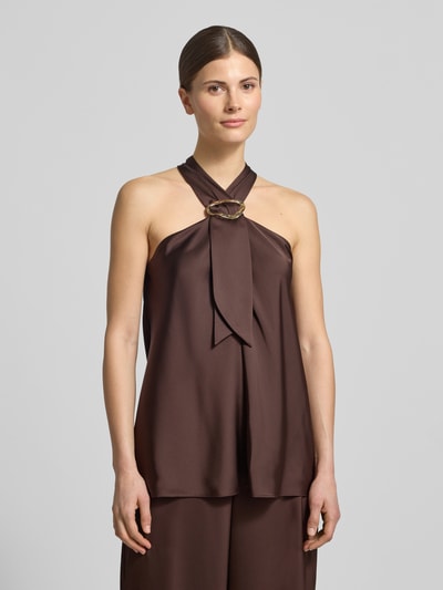 VM by Vera Mont Top o kroju regular fit z ozdobnym obszyciem Czekoladowy 4