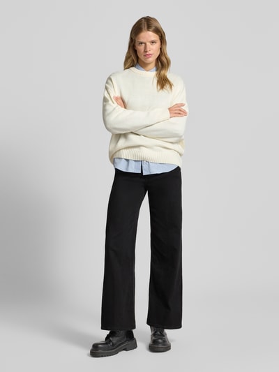 Calvin Klein Jeans Wide leg jeans met logopatch, model 'True' Zwart - 1