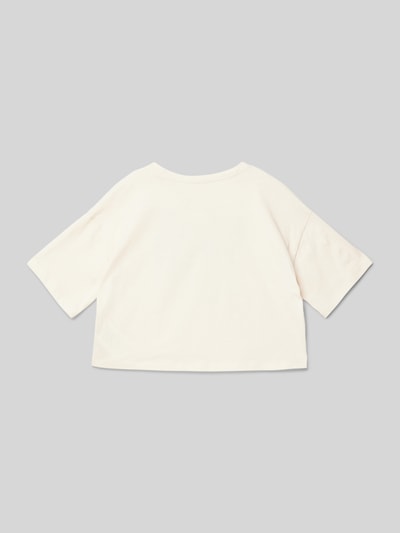 CHAMPION Cropped T-Shirt mit Motiv-Print Ecru 3