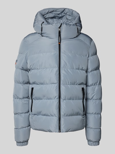 Superdry Kurtka pikowana z kapturem i bocznymi kieszeniami zapinanymi na zamek błyskawiczny Jeansowy niebieski 2