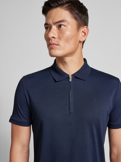 SELECTED HOMME Poloshirt met korte ritssluiting, model 'FAVE' Marineblauw - 3