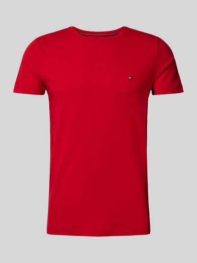 Tommy Hilfiger Slim Fit T-Shirt mit Logo-Stitching Rot 2