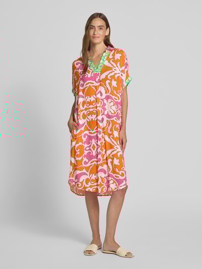 Emily Van den Bergh Knielanges Kleid mit V-Ausschnitt Orange 4