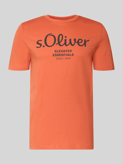 Produktfoto, Regular Fit T-Shirt aus reiner Baumwolle von s.Oliver RED LABEL in Orange, unifarben, Rundhals, Jersey, Label Print