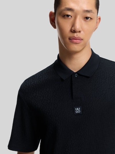 HUGO Koszulka polo o kroju relaxed fit z mieszanki wiskozy model ‘DALLOVO’ Czarny 3