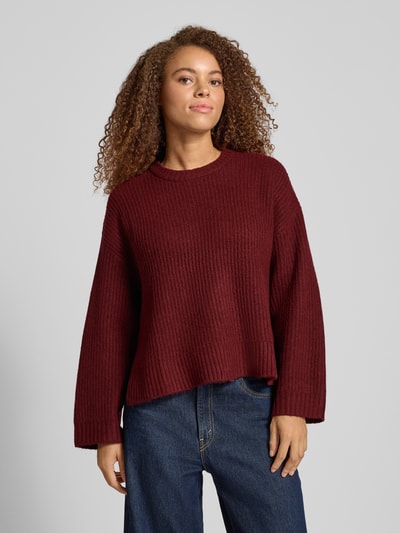 JJXX Sweter z dzianiny o kroju oversized z prążkowanymi wykończeniami model ‘SIGGA’ Bordowy 4