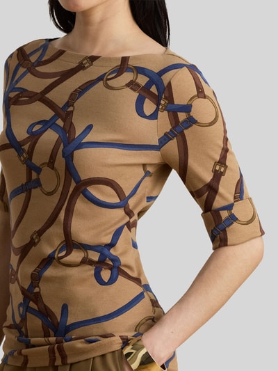 Lauren Ralph Lauren Slim fit t-shirt van katoenmix Camel - 3