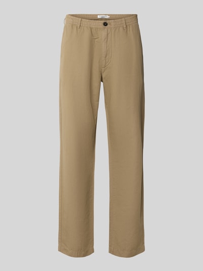 Produktfoto, Relaxed Fit Chino aus Baumwolle-Leinen-Mix Modell 'FILIP RELAXED' von Marc O'Polo Denim, efekt: jednolity kolor, krój relaxed fit, naszywka z logo, szlufki na pasek, zapięcie na guzik i zamek błyskawiczny, ściągacz, mieszanka bawełny i lnu