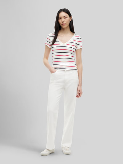Tommy Jeans t-shirt o kroju slim fit z mieszanki bawełny Biały 1