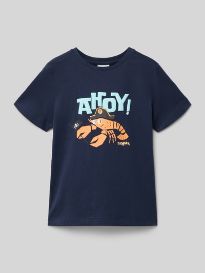 s.Oliver RED LABEL męski t-shirt o kroju regular fit z czystej bawełny Granatowy 1