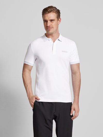 BOSS Green Poloshirt met labelprint, model 'Paule' Wit - 4