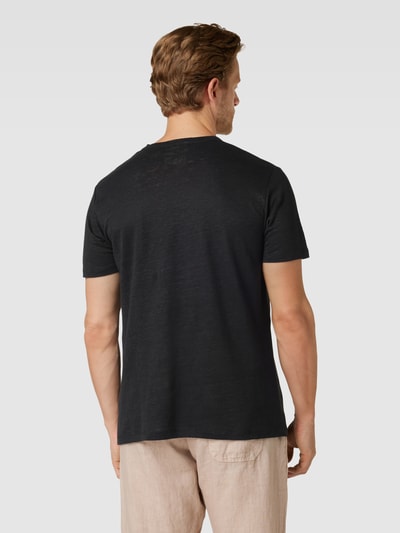 MC2 Saint Barth T-shirt van linnen met borstzak, model 'ECSTASEA' Zwart - 5