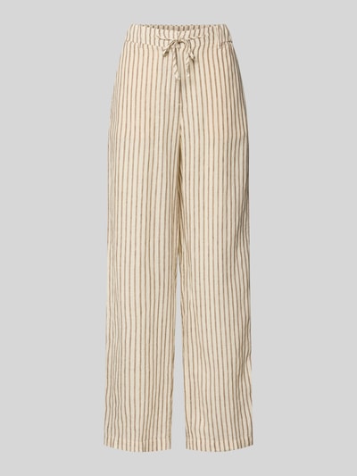 Produktfoto, Wide Leg Leinenhose mit Tunnelzug von Marc O'Polo, Optik:Allover-Muster, Passform: Wide-Leg-Pants, gestreift, Material: Leinen