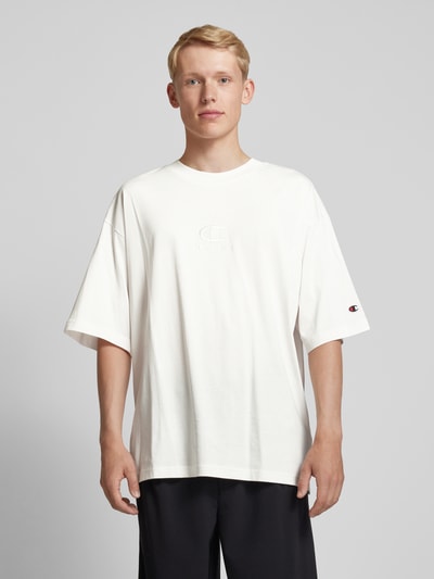 CHAMPION T-Shirt mit Logo-Stitching Offwhite 4