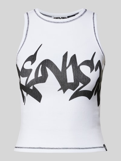 Review Tanktop mit Label-Print Weiss 2