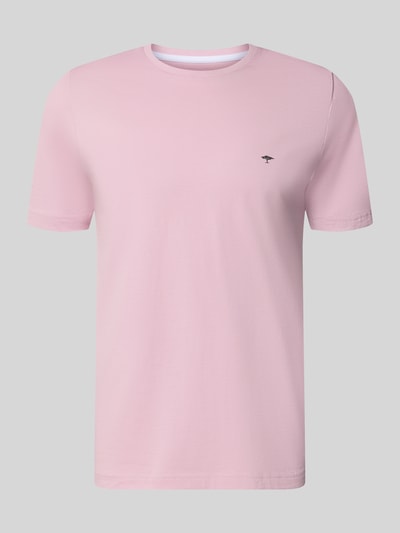 Produktfoto, T-Shirt mit Rundhalsausschnitt und Label-Stitching von Fynch-Hatton in Rosa aus Reine Baumwolle, Regular-Fit, Rückenlänge 71 cm Größe M