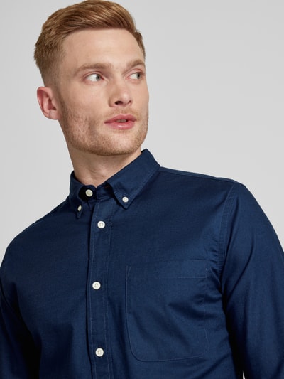 Jack & Jones Premium Slim fit vrijetijdsoverhemd met borstzak, model 'BROOK OXFORD' Marineblauw - 3