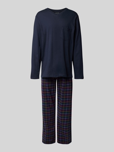 Schiesser Pyjama mit V-Ausschnitt Marine 1