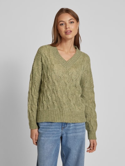 ZABAIONE Strickpullover mit gerippten Abschlüssen Khaki 4