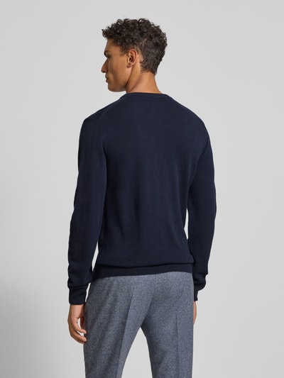 Gant Strickpullover aus reiner Lammwolle mit gerippten Abschlüssen Marine 5