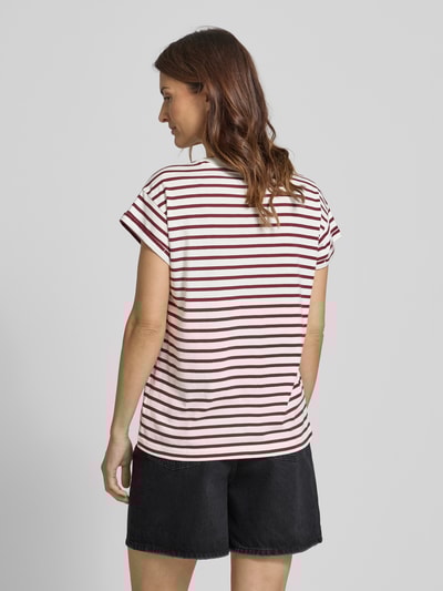Jake*s Casual T-shirt met streepmotief Donkerrood - 5