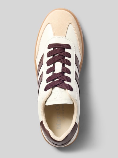 Produktfoto, Sneaker aus echtem Rindsleder Modell 'Edith 2' von Marc O'Polo, cremefarben mit braunen Details und glatter Oberfläche, Damen Sneaker von Marc O'Polo