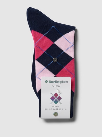 Burlington Socken mit Zickzack-Muster Modell 'Queen' Dunkelblau 3