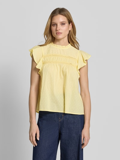 VERO MODA Regular Fit Blusentop aus reiner Baumwolle Modell 'TRINE' GELB 4