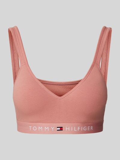 TOMMY HILFIGER Stanik w jednolitym kolorze z detalem z logo Brudnoróżowy 1