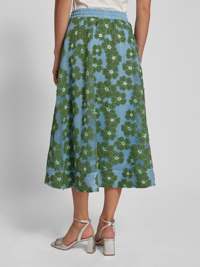 Essentiel Midirok met bloemenmotief, model 'FLOWER' Groen - 5