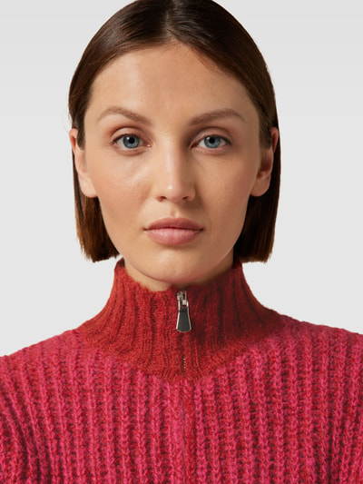 Vero Moda Gebreide pullover met extra brede schouders, model 'CHIARA' Donkerrood gemêleerd - 3