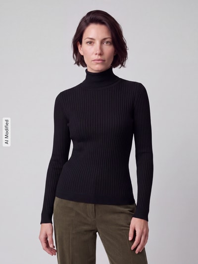 ONLY sweter z golfem w kroju slim fit z mieszanka wiskozy model 'KAROL' Czarny 4