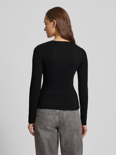 Guess Jeans Bluzka z długim rękawem z wyhaftowanym logo Czarny 5
