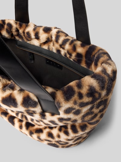 Liu Jo White Tote Bag mit Kunstfellbesatz Mittelbraun 5