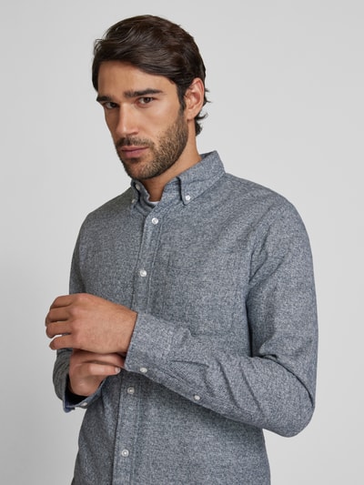 Jack & Jones Premium Slim Fit Freizeithemd Button-Down-Kragen Modell 'BLUNORRIS' Marine 3