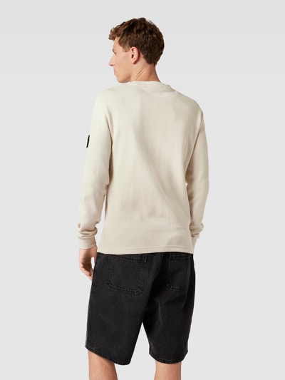 Calvin Klein Jeans Longsleeve aus Baumwolle mit Strukturmuster Modell 'WAFFLE' Beige 5