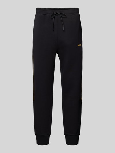 BOSS Green Tapered Fit Sweatpants mit Label-Detail Modell 'Hadikonos' Black 2