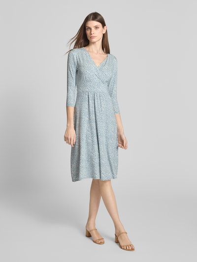 Zero Knielanges Kleid mit V-Ausschnitt Bleu 1