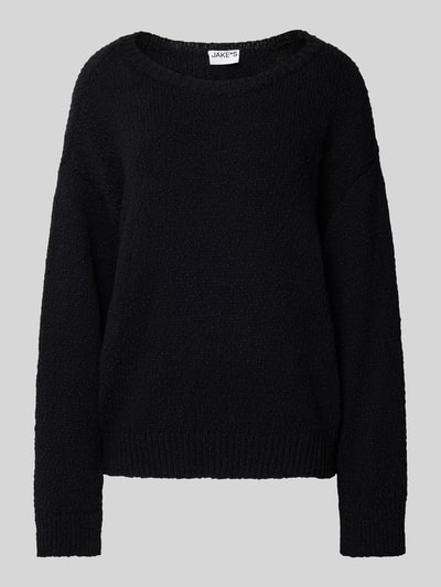 Jake*s Casual Sweter z dzianiny z okrągłym dekoltem Czarny 2