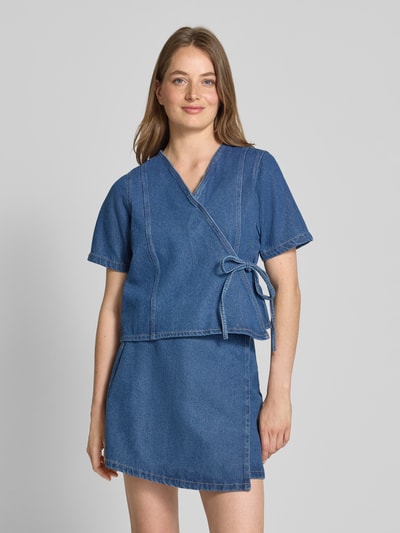 Pieces Regular Fit Jeansbluse aus Baumwoll-Mix Modell 'FIBBO' Dunkelblau 4