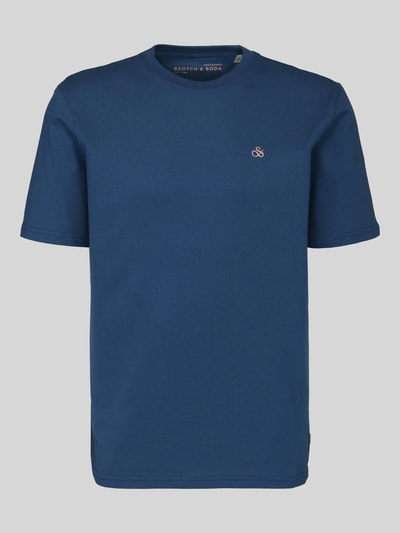 Produktfoto, T-Shirt mit Label-Stitching und Rundhalsausschnitt von Scotch & Soda, reine Baumwolle, Regular Fit, dunkelblau, mittlere Rückenlänge, 71 cm bei Größe M