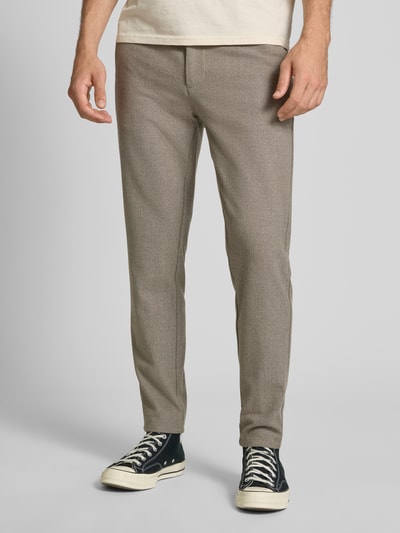 Only & Sons Slim fit brushed chino met viscose, model 'MARK' Lichtbruin - 4