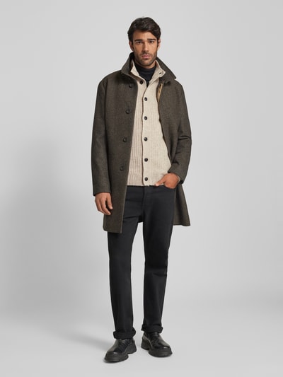 Jack & Jones Premium Strickjacke mit Stehkragen Modell 'HOWELL' Offwhite 1