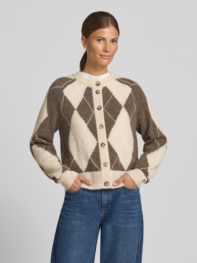 YAS Cardigan aus Woll-Mix mit Rundhalsausschnitt Modell 'JOHI' Offwhite 4